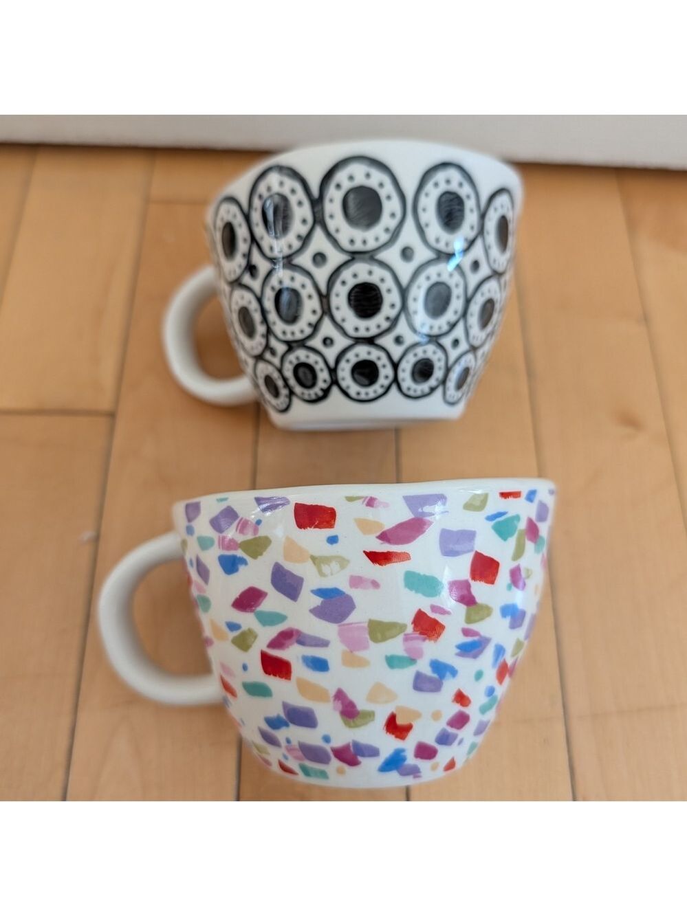The Old Pottery Company Eclectic Artistic Multicolor Black Ceramic Mug‎ Set